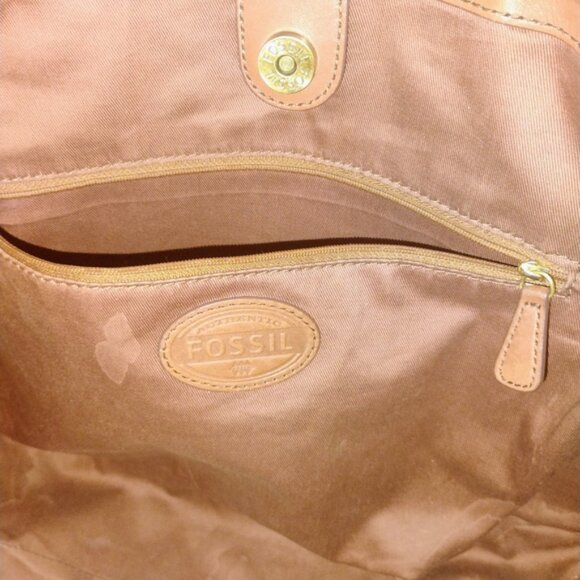 Fossil Pink Polka Dot Zip Side PVC Leather Tote Bag Boho Preppy Travel - Picture 12 of 13